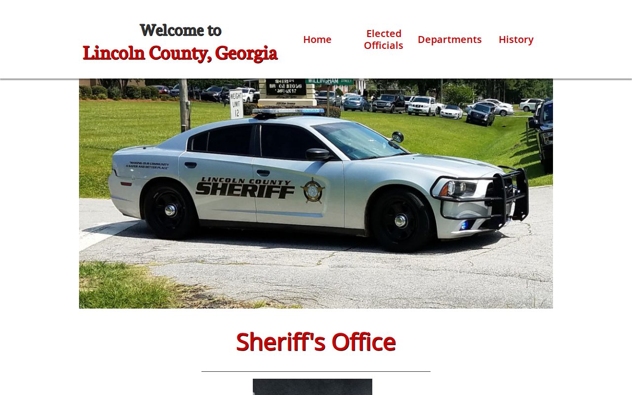 Lincoln County Sheriff's Office official booking-records route and sheriff vehicle in Georgia